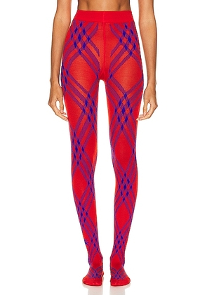Burberry Printed Tights in Pillar & Knight - Red. Size S (also in L, M).