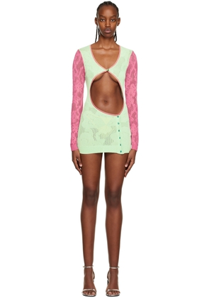 Katya Zelentsova SSENSE Exclusive Green & Pink Cut-Out Minidress