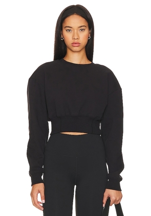 Camila Coelho Jasmine Cropped Sweatshirt in Black. Size L, S, XL.