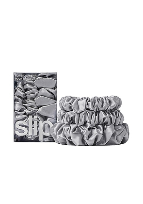 slip Assorted Scrunchie Set Of 3 in Silver - Metallic Silver. Size all.