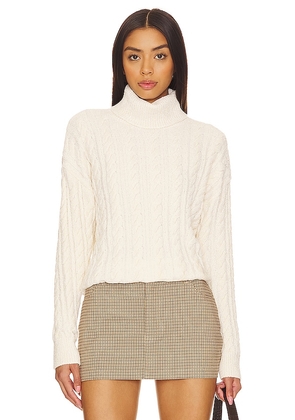 Bobi Cable Knit Turtleneck Sweater in Cream. Size L, S, XS.