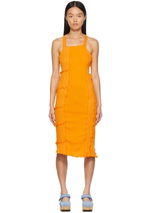 Sherris Orange Rib Knit Tie Dress