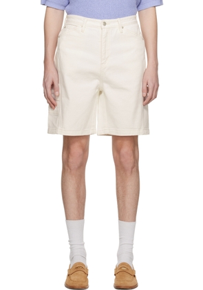 Dunst White Curved Denim Shorts