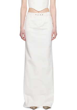 JUNEYEN White Belted Denim Maxi Skirt
