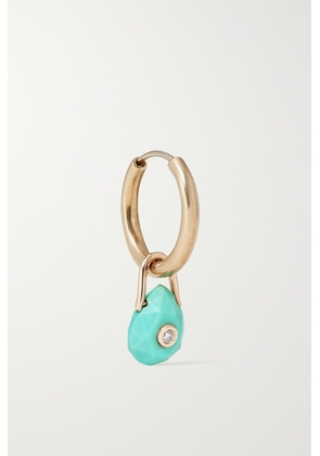 Pascale Monvoisin - Orso 9-karat Gold, Turquoise And Diamond Single Hoop Earring - Blue - One size
