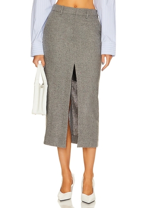 L'Academie x Marianna Kit Tweed Midi Skirt in Grey. Size L.