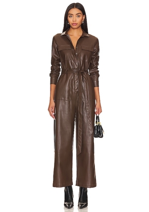 LBLC The Label Meyer Jumpsuit in Brown. Size L, XS.