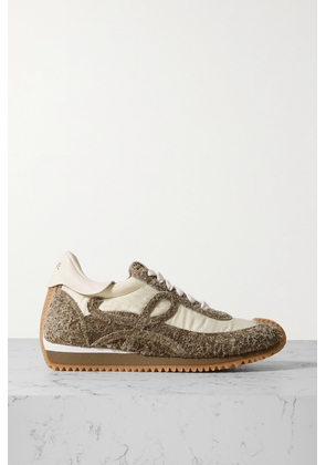 Loewe - Flow Runner Leather-trimmed Shell And Brushed Suede Sneakers - Green - IT35,IT36,IT37,IT38,IT39,IT40,IT41