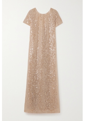 STAUD - Safi Open-back Sequined Lace Maxi Dress - Neutrals - x small,small,medium,large,x large