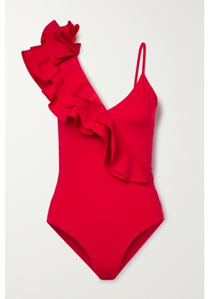 Maygel Coronel - + Net Sustain Noor Ruffled Swimsuit - Red - Petite,Regular,Extended