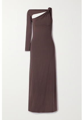 Maygel Coronel - + Net Sustain Hedera One-sleeve Cutout Stretch-jersey Maxi Dress - Brown - Petite,One Size,Extended