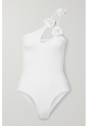 Maygel Coronel - Aldaba One-shoulder Cutout Appliquéd Swimsuit - Off-white - Petite,Regular,Extended