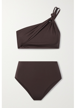 Maygel Coronel - + Net Sustain Islote One-shoulder Knotted Bikini - Brown - Petite,One Size,Extended