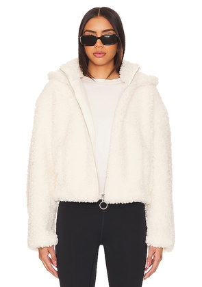 WeWoreWhat Curly Sherpa Jacket in Ivory. Size L, M, S, XL.