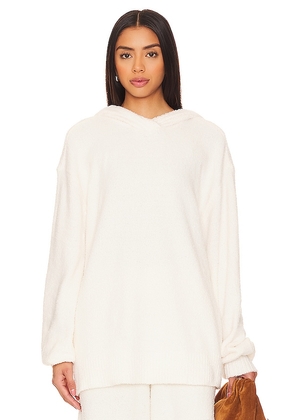 WeWoreWhat Hooded Turtleneck Boucle Sweater in Ivory. Size L/XL, S/M.