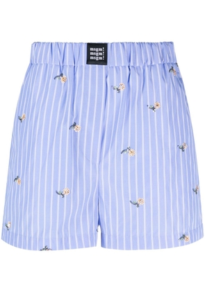 MSGM poplin cotton striped shorts - Blue