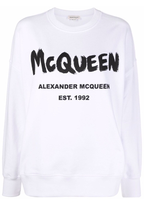 Alexander McQueen logo-print crew neck sweatshirt - White