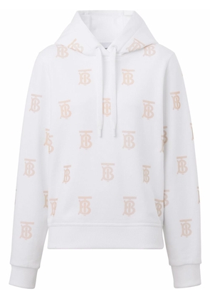 Burberry TB print drawstring hoodie - White