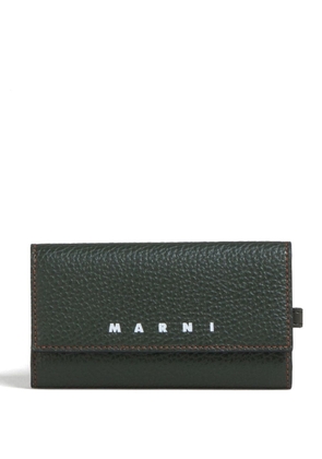Marni logo-print leather key case - Green