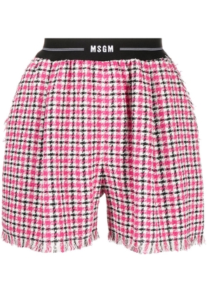 MSGM check-print fringe shorts - Pink