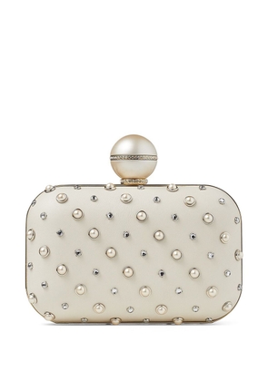 Jimmy Choo Cloud pearl-embellished clutch bag - Neutrals