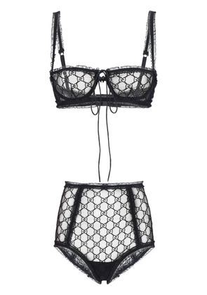 Gucci GG-print lace lingerie set - Black