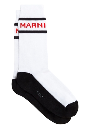 Marni logo-jacquard striped socks - White