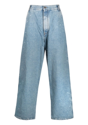 Off-White paint splatter-effect wide-leg tapered jeans - Blue