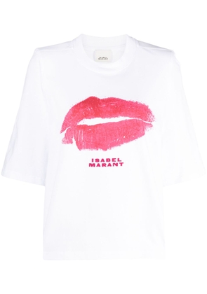 ISABEL MARANT lips-print cotton T-shirt - White