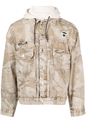 AAPE BY *A BATHING APE® camouflage-print hooded denim jacket - Brown