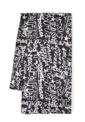 Versace Jeans Couture graffiti-print padded scarf - Black