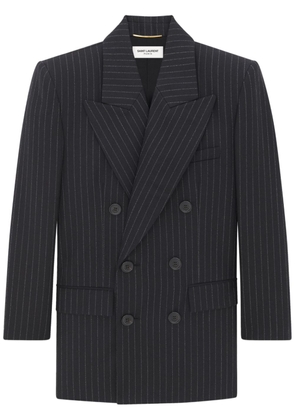 Saint Laurent striped double-breasted wool blazer - Black