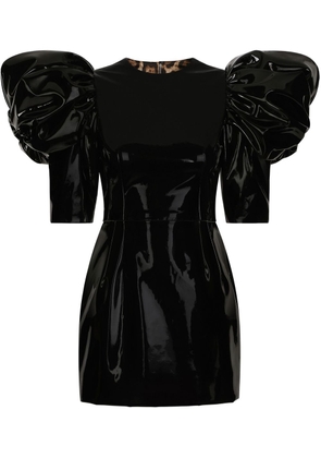 Dolce & Gabbana puff-sleeve high-shine dress - Black
