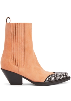 Alexandre Vauthier suede studded ankle boots - Brown