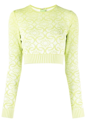 Elie Saab intarsia-knit cropped jumper - Green