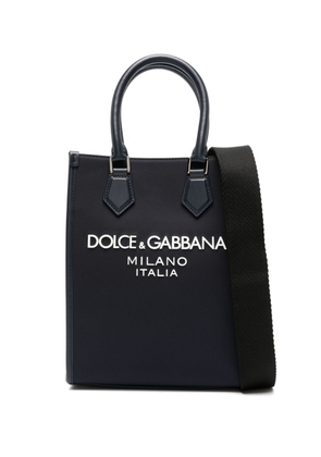 Dolce & Gabbana embossed-logo leather-panel bag - Blue