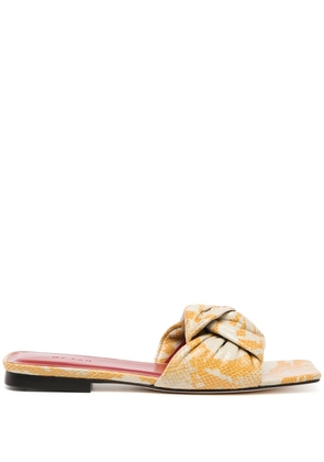 BY FAR Lima snakeskin-print mules - Yellow