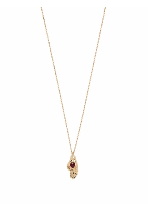 Pamela Love 14kt yellow gold Heart In Hand ruby necklace