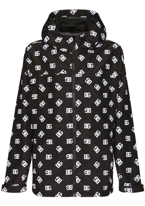 Dolce & Gabbana DG-logo quilted hooded jacket - Black