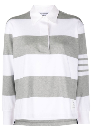 Thom Browne 4-bar stripe rugby polo shirt - Grey