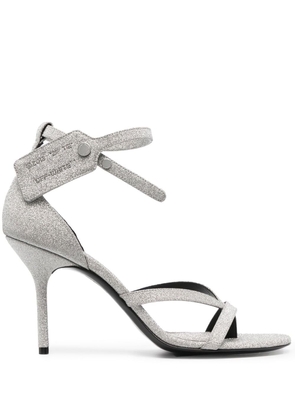 Off-White zip-tie glittered leather sandals - Silver