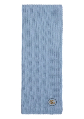 Gucci GG-patch ribbed-knit scarf - Blue