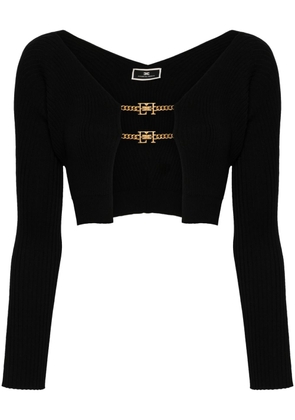 Elisabetta Franchi logo-clasp cropped cardigan - Black