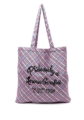 Philosophy Di Lorenzo Serafini logo-print check beach bag - Pink