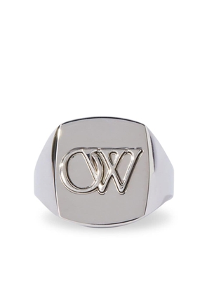 Off-White OW-embossed signet ring - Silver