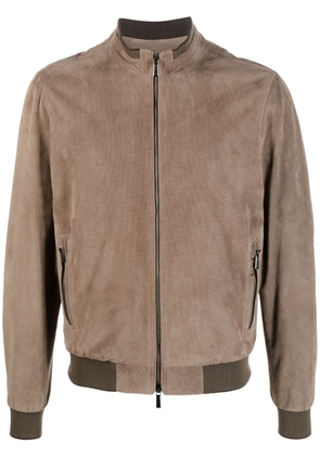 Moorer zip-up leather bomber jacket - Brown