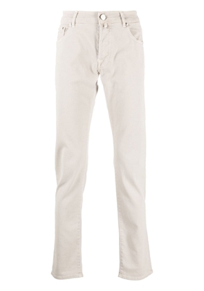 Moorer logo-embroidered slim-fit trousers - Neutrals