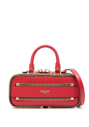 Moschino decorative-zip leather tote bag - Red