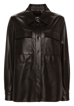 Moorer Nima-Slh leather shirt - Brown