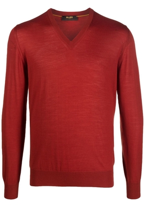 Moorer V-neck virgin wool jumper - Red